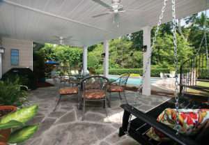 Poolside Under Deck Patio With A Swing